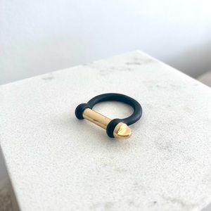 Miansai Black and Gold Screw Cuff Ring Size 6